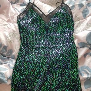 Green sequin dress